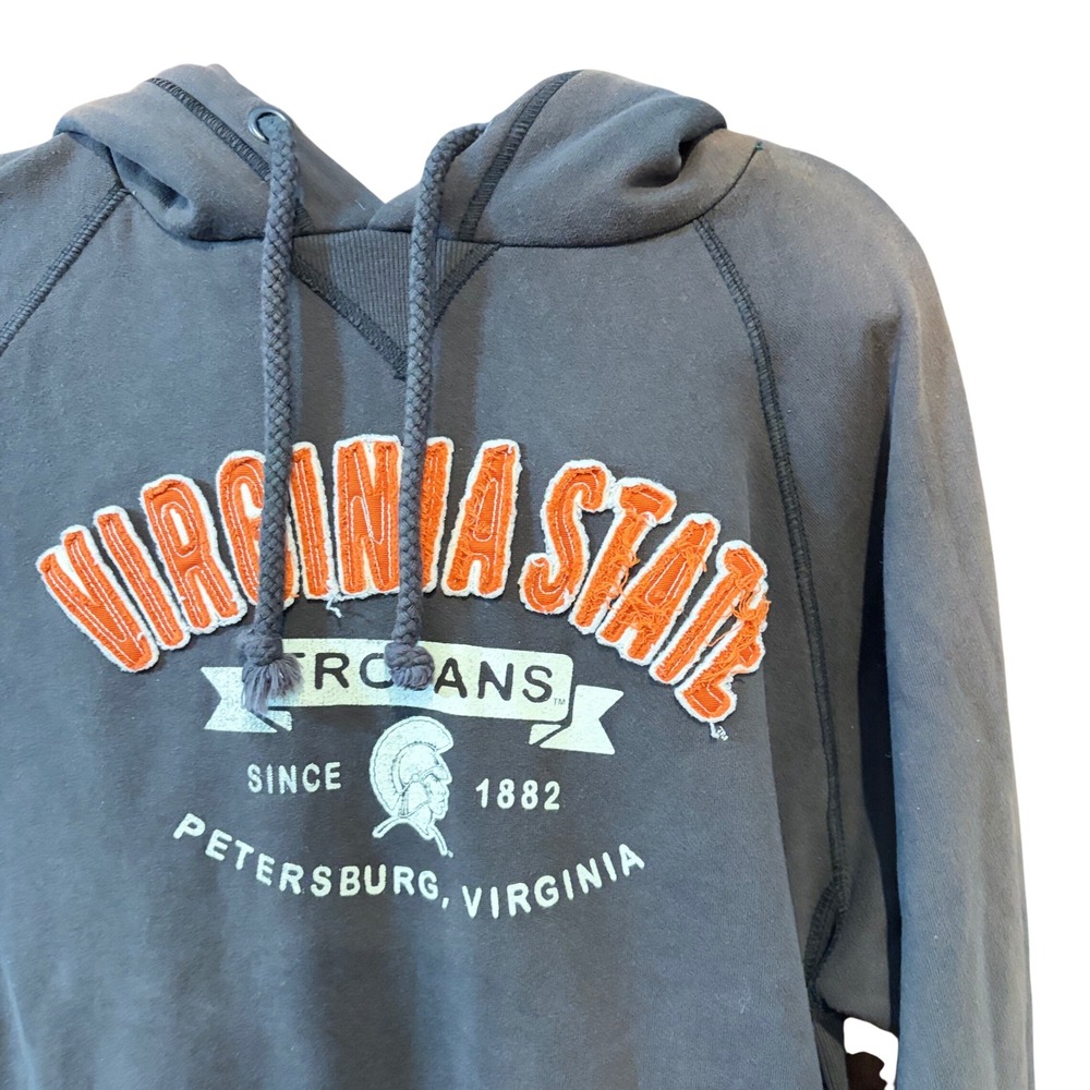 Blue 84 Virginia State Trojans Hoodie Mens Lg Black Faded Fleece VSU college NWT